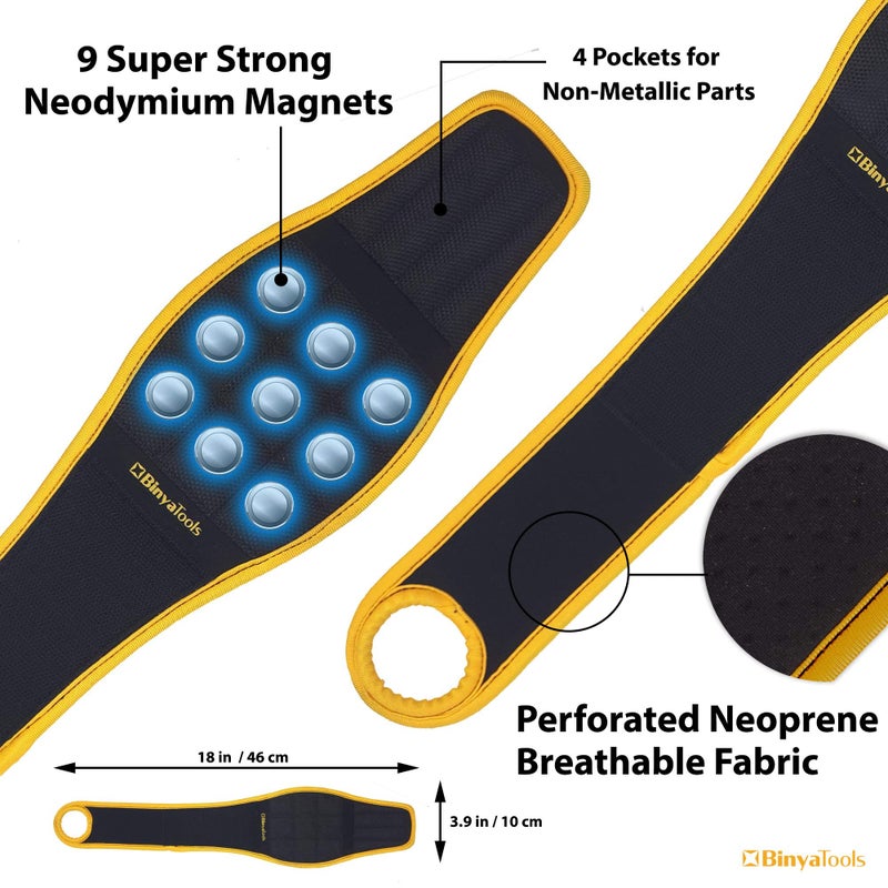 BINYATOOLS Magnetic Wristband for Tools Magnet Screw Holder Wrist Support Keeps Screws Nails Drill Bits Handy Unique Tool Gadgets for Men's & Dad Perfect Christmas Gifts Stocking Stuffers (BLACK) - Image 3